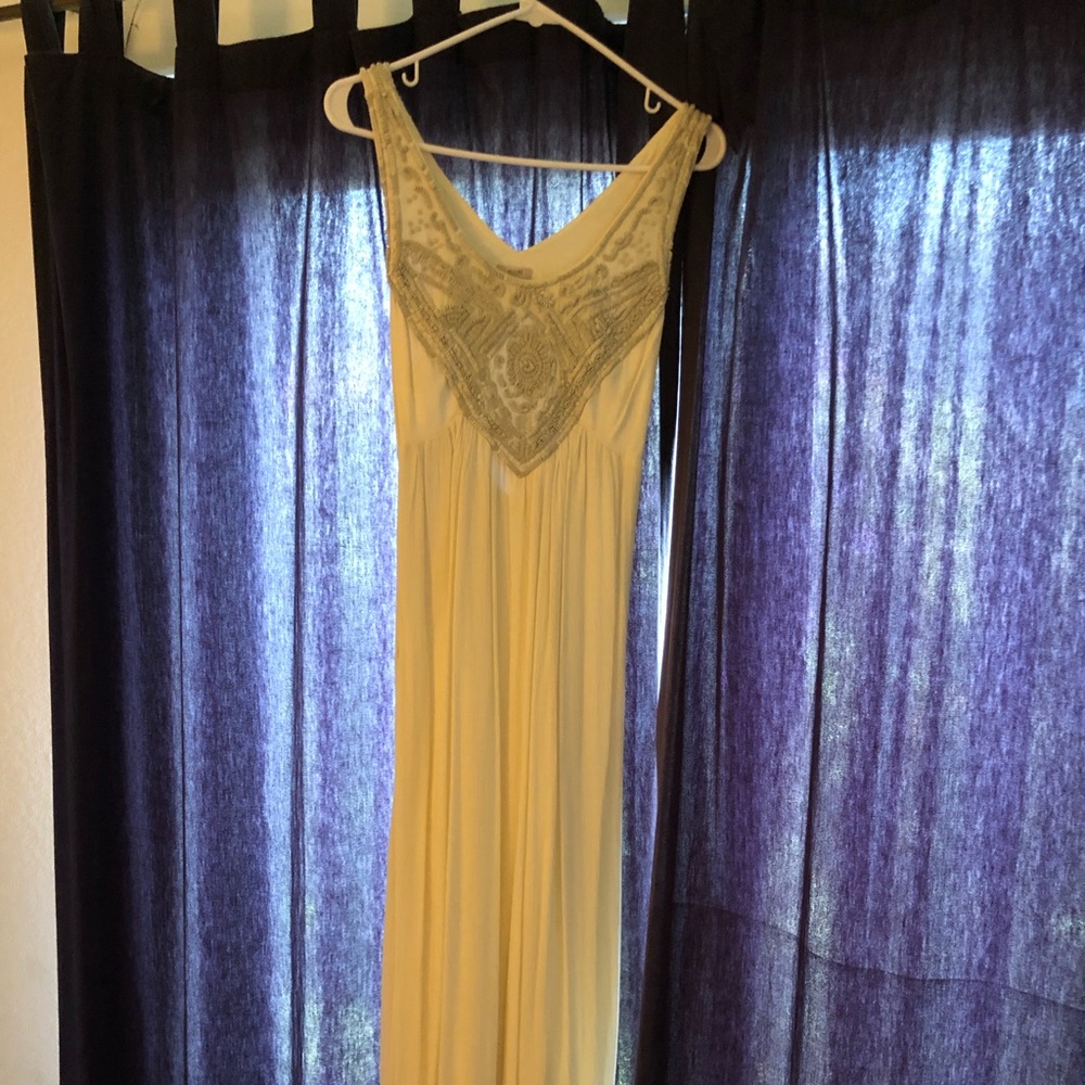 Ecote creme with grey accent maxi dress